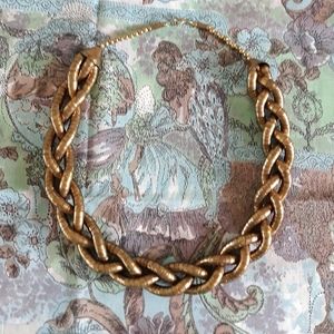 Vintage Brass Beaded Chunky Braid Necklace